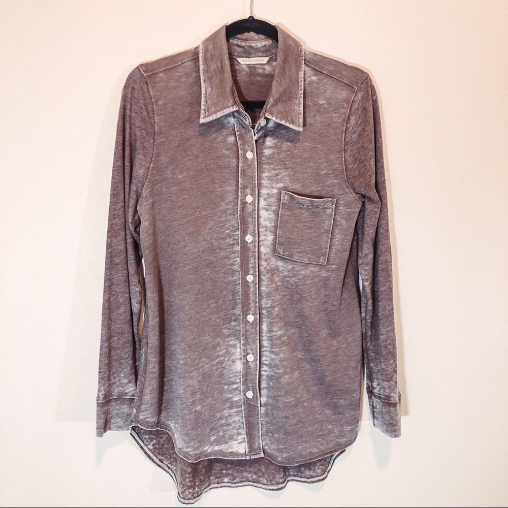 Soft Surroundings Button Down Bijou Burnout Top M